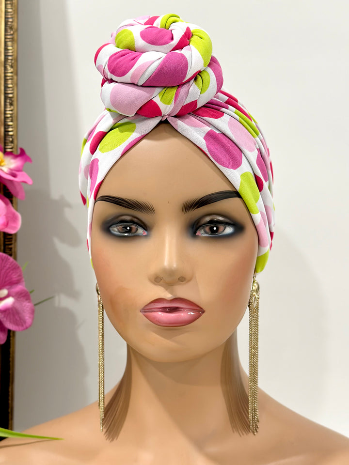 Pink Polka Pre-Tied Turban