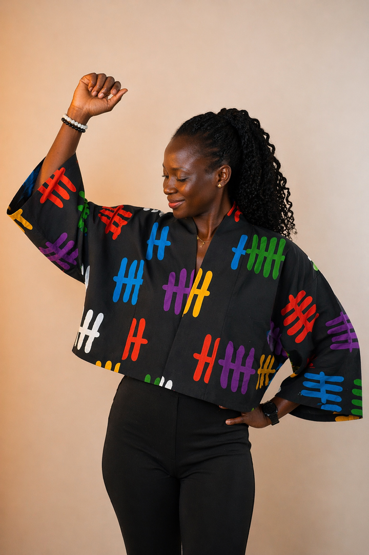 Kimono Print Crop Top