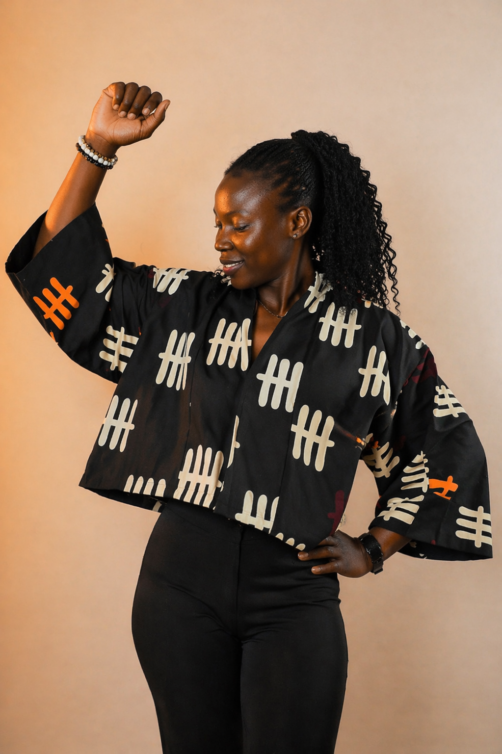 Kimono Print Crop Top