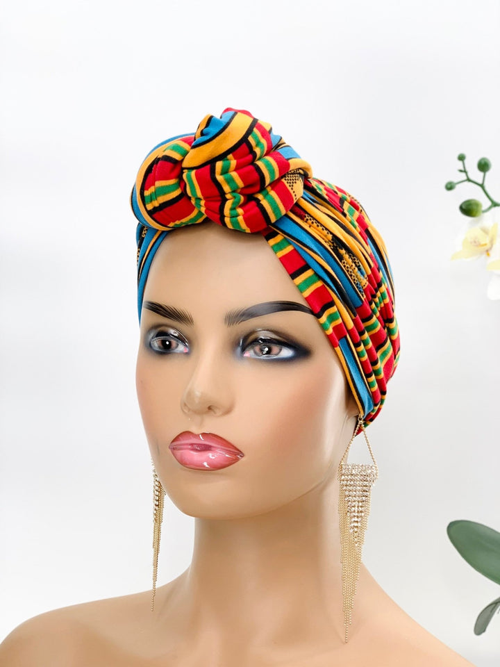 African Print Pretied Knotted Turban for Women