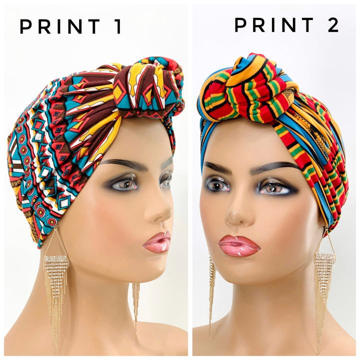 African Print Pretied Knotted Turban for Women