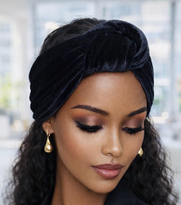 Black Velvet Knotted Headband - Mudvii