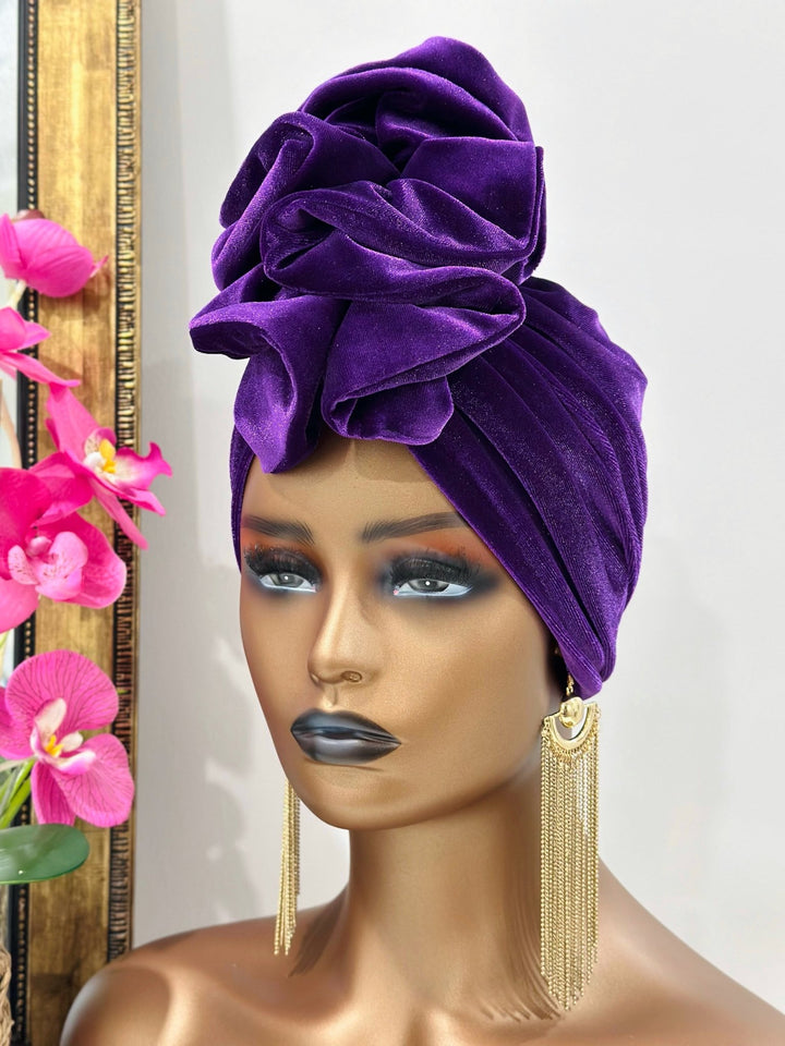 Demi Velvet Ruffle Turban - Mudvii