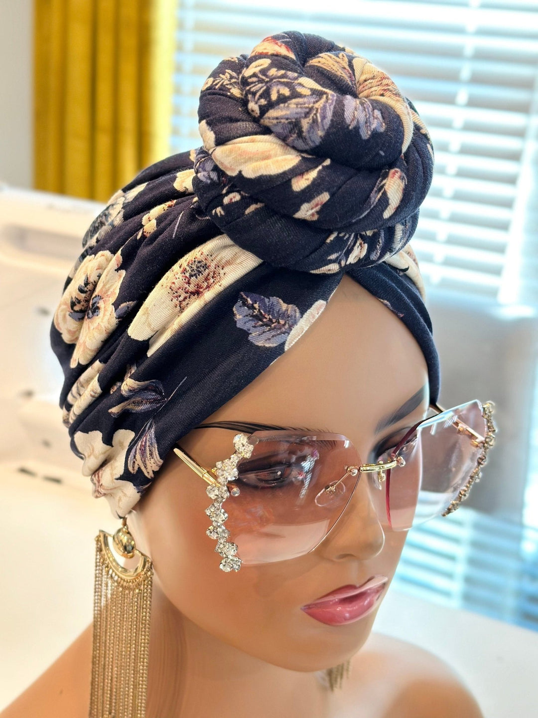 Idowu Pre-Tied Turban - Flower print turban for women