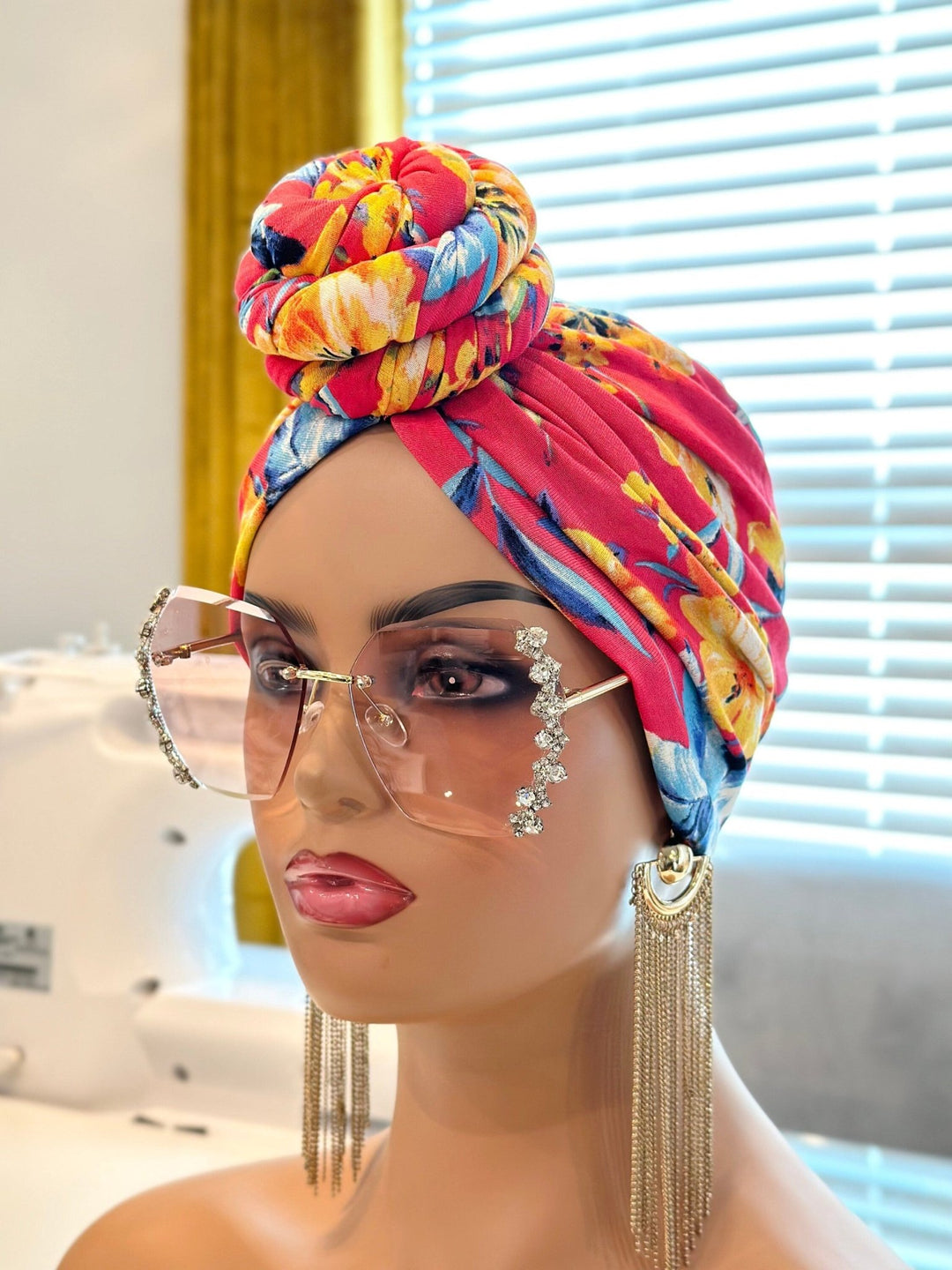 Idowu Pre-Tied Turban - Flower print turban for women