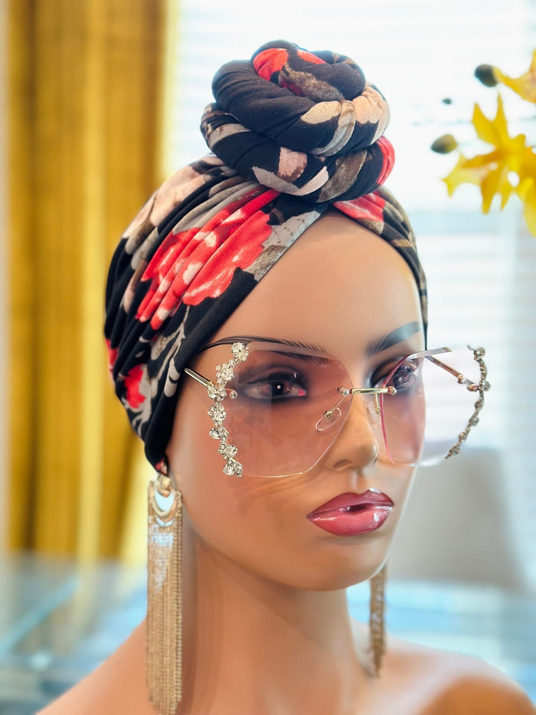 Idowu Pre-Tied Turban - Flower print turban for women