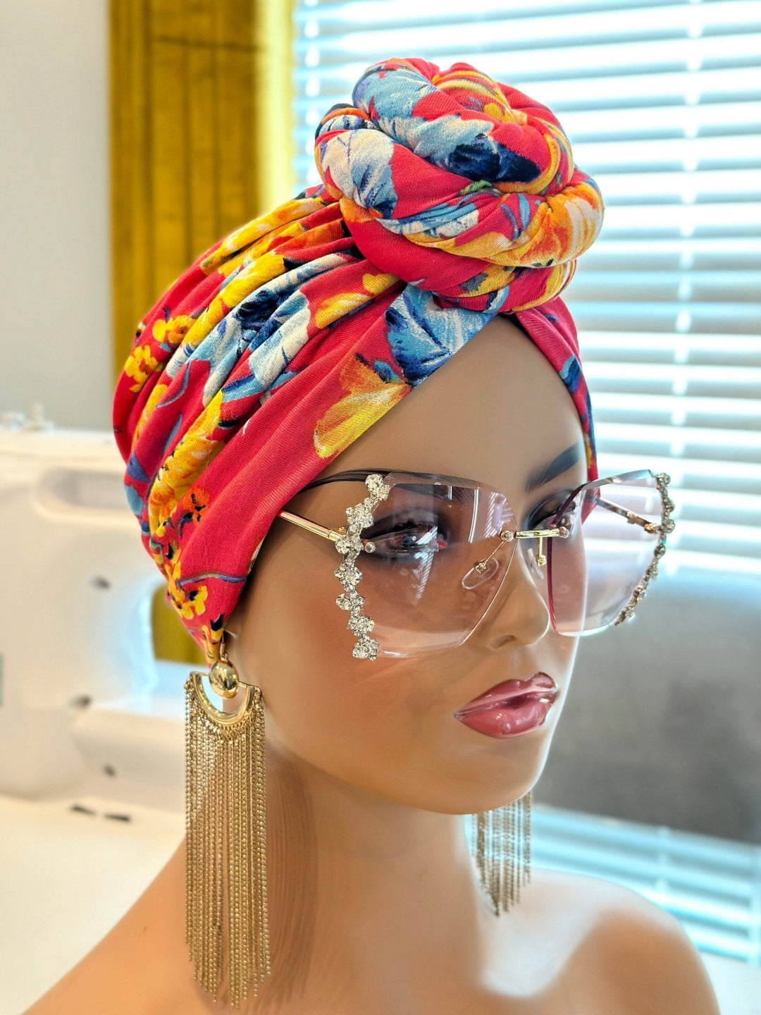 Idowu Pre-Tied Turban - Flower print turban for women