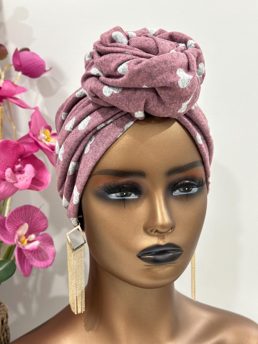 Pink - Love Flower - Design Pretied Headwrap - Mudvii