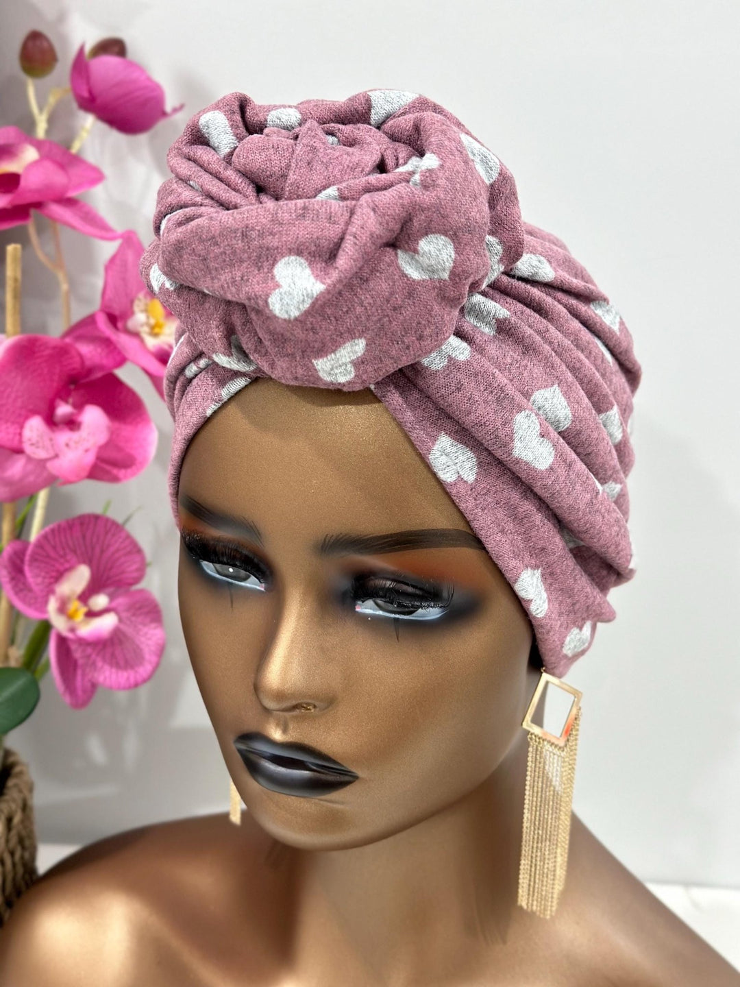 Pink - Love Flower - Design Pretied Headwrap - Mudvii