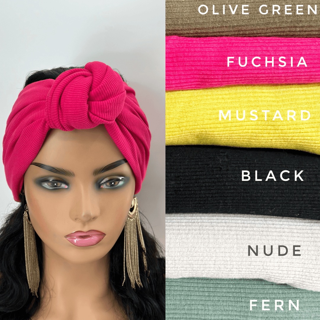 Ribbed Knotted Wide Headband - Mudvii