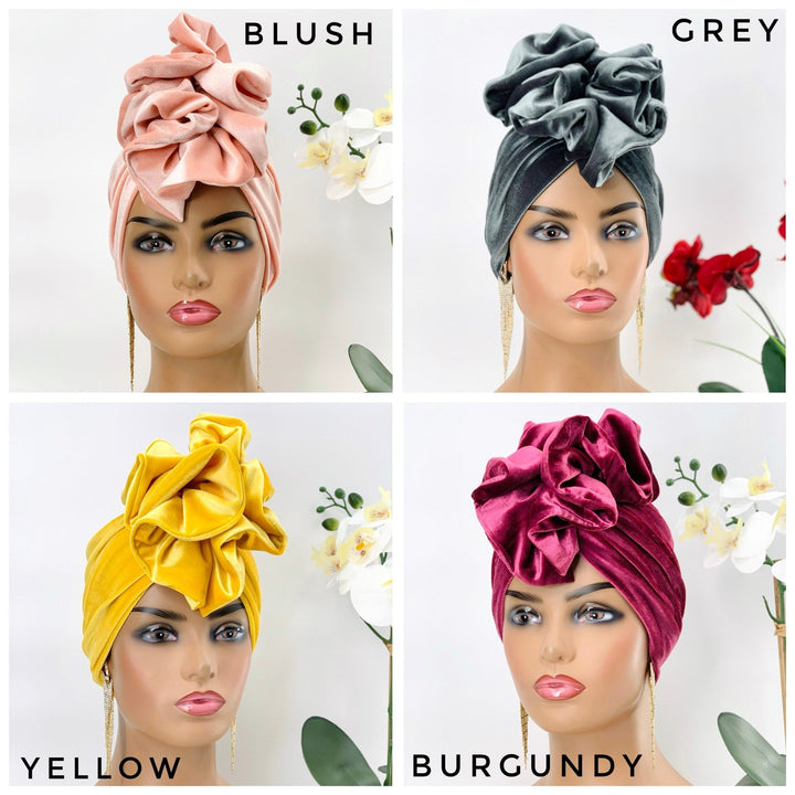 Demi Velvet Ruffle Turban - Handmade women’s headwear