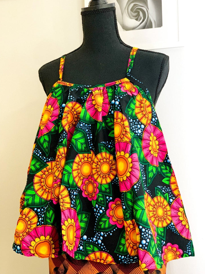 Emi African Print Top - Vibrant wrap top in cotton