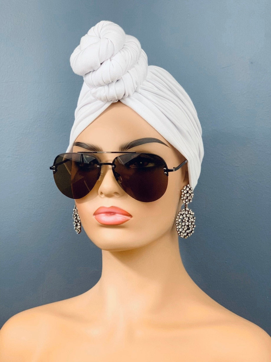 Fifen White Pre-tied Turban - Women's African headwrap