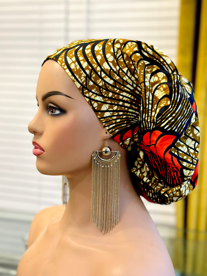 Ese African Print Satin Lined Scrub Cap for Women