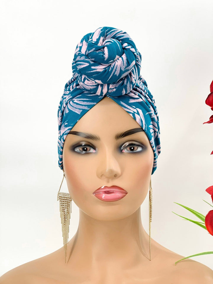 Jade Pretied Headwrap - Handmade stretch fabric turban