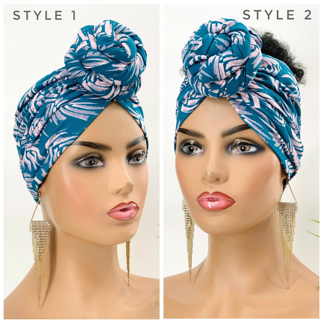 Jade Pretied Headwrap - Handmade stretch fabric turban