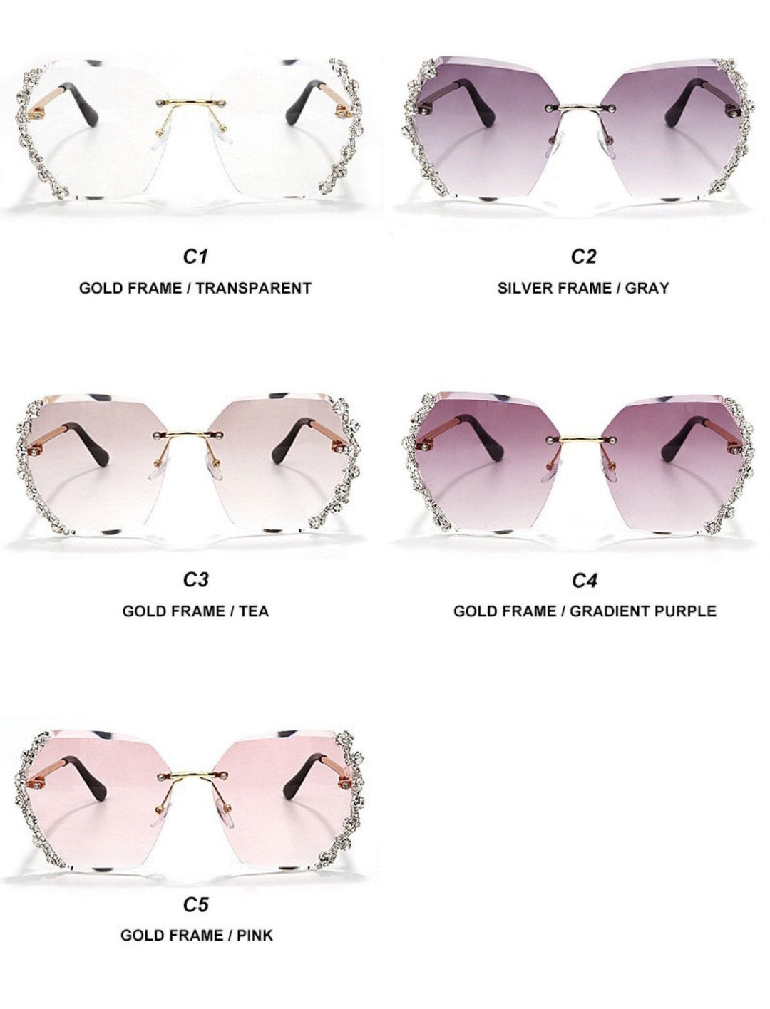 Luxury Rhinestone Rimless Sunglasses - Trendy women's eyewear