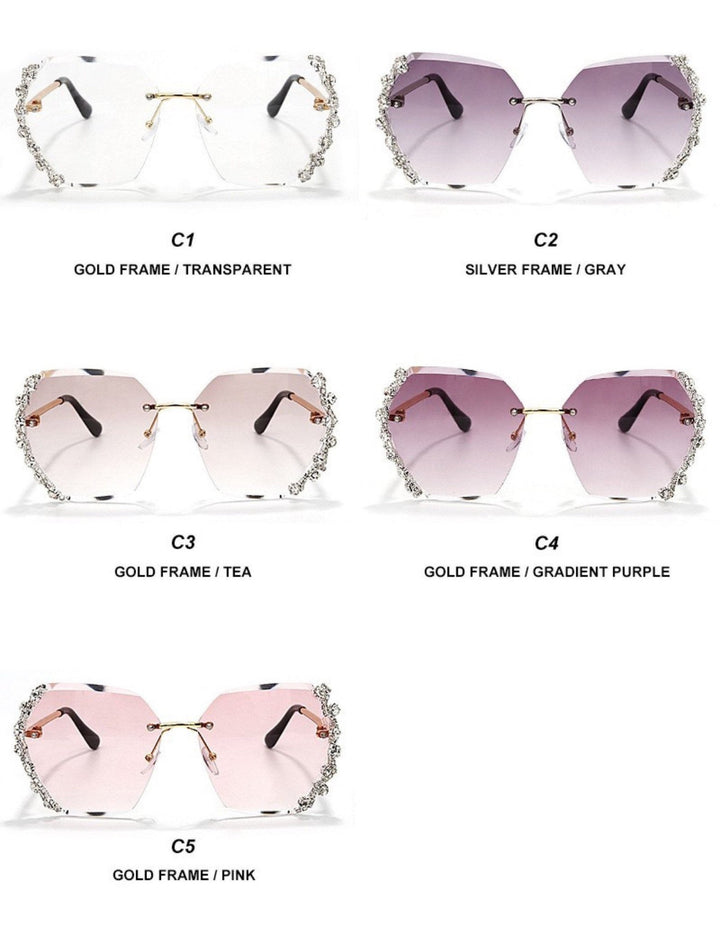 Luxury Rhinestone Rimless Sunglasses - Trendy women's eyewear