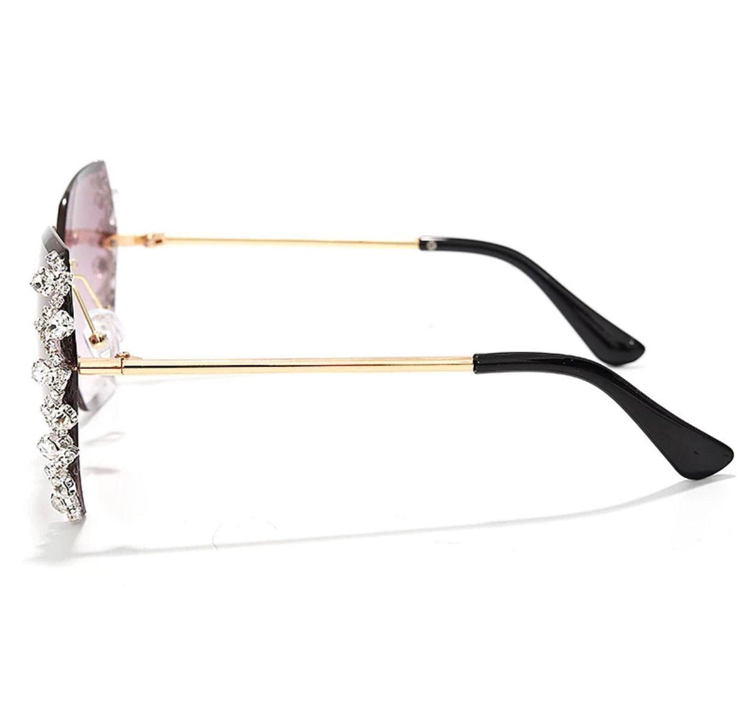 Luxury Rhinestone Rimless Sunglasses - Trendy women's eyewear