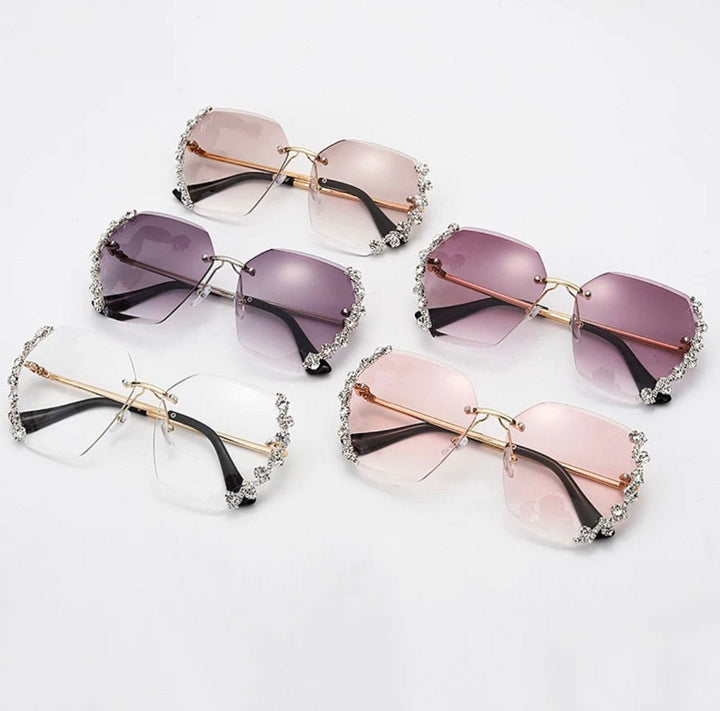 Luxury Rhinestone Rimless Sunglasses - Trendy women's eyewear