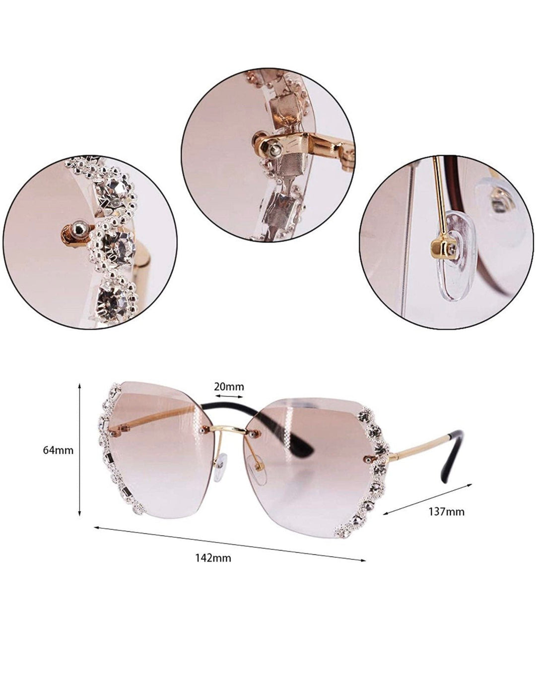 Luxury Rhinestone Rimless Sunglasses - Trendy women's eyewear