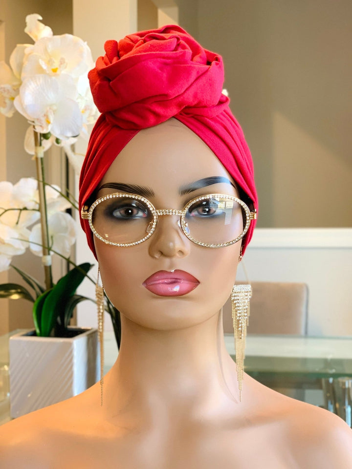 Red Flower Pretied Turban - Mudvii