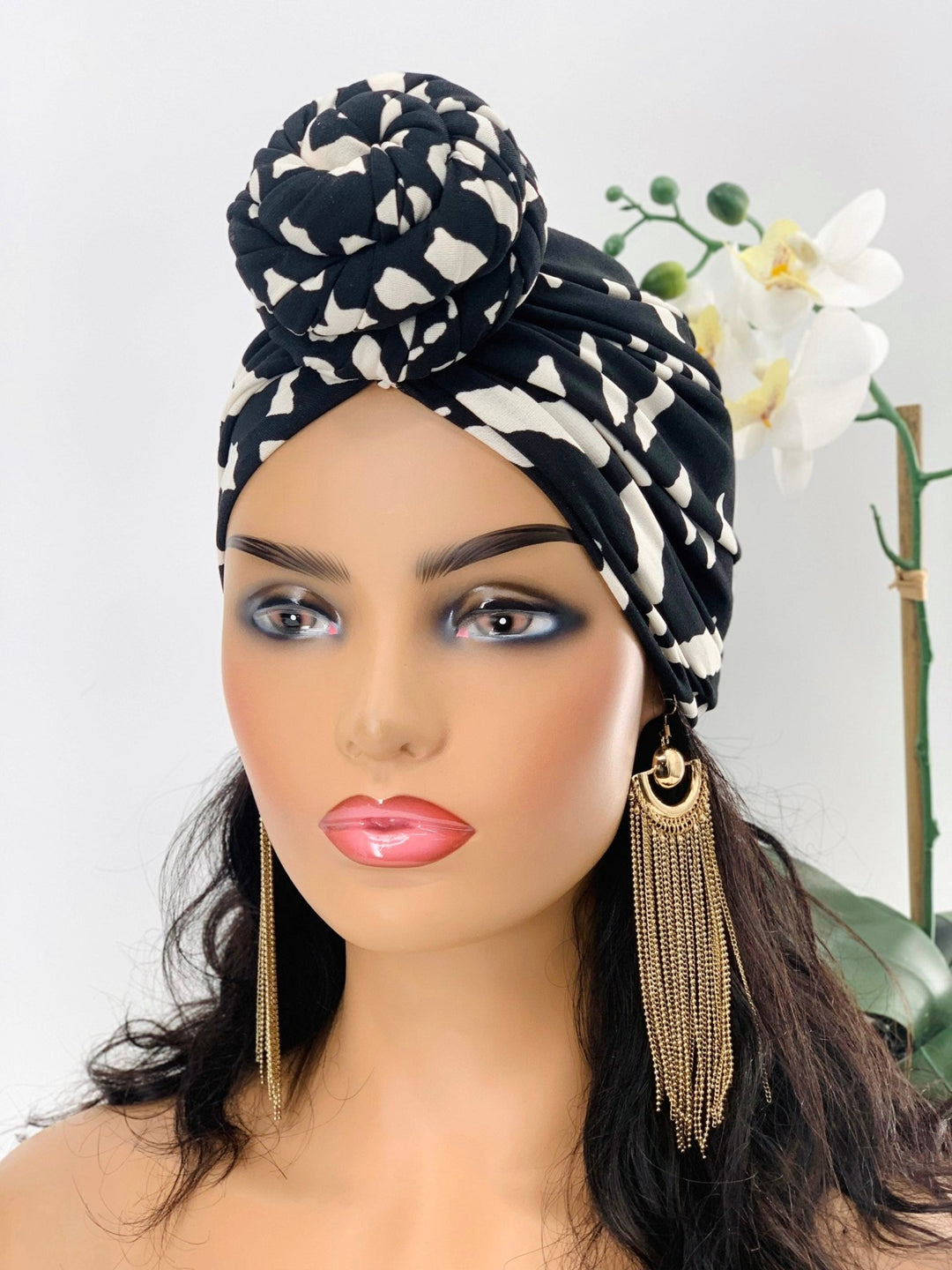 Remi Black & White Pre-Tied Turban - Mudvii