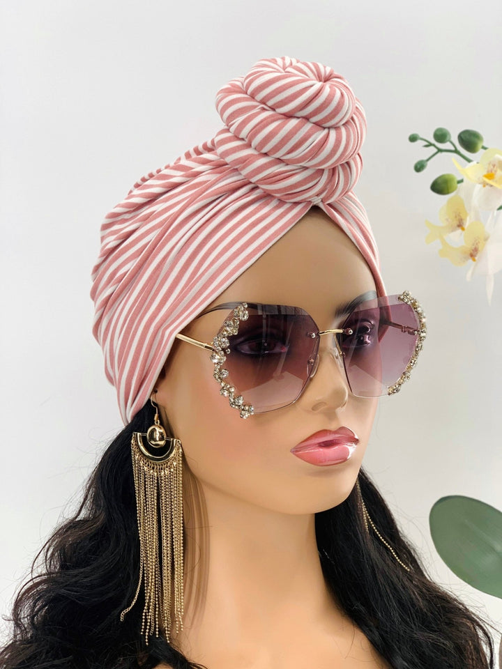 Ronke Stripe Pre-Tied Turban - Mudvii