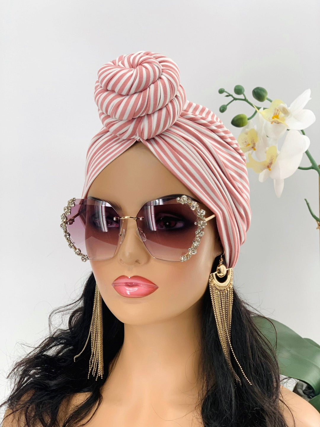 Ronke Stripe Pre-Tied Turban - Mudvii