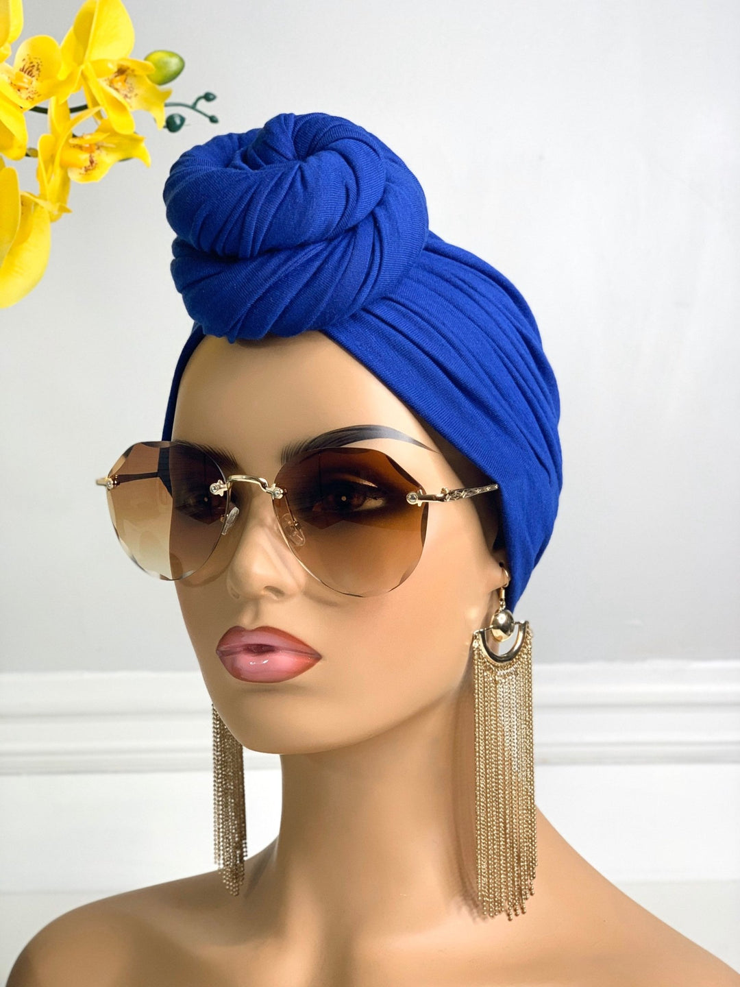 Royal Blue Turban Head Wrap - Mudvii