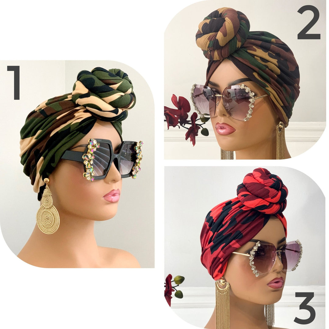 Rumi Camo Pretied Head Wrap - Mudvii