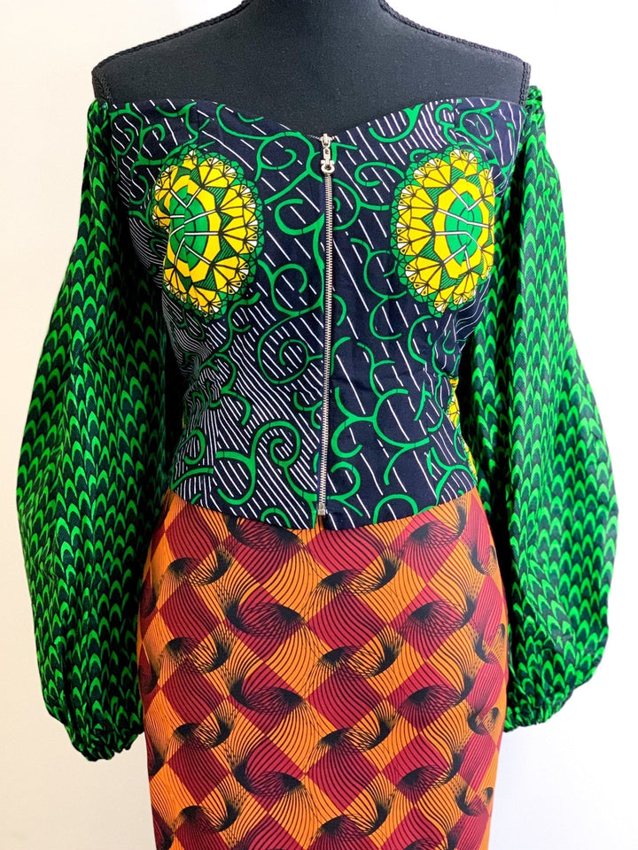 Tinuke Plus Size African Print Crop Top - Handmade clothing