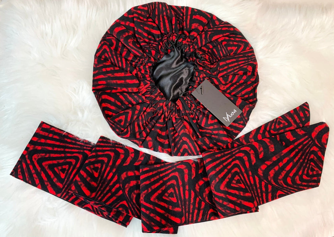 Wavy 2-Piece Headwrap | Bonnet Headwrap - Mudvii